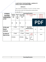 Pre Physical Fitness Test Sheet