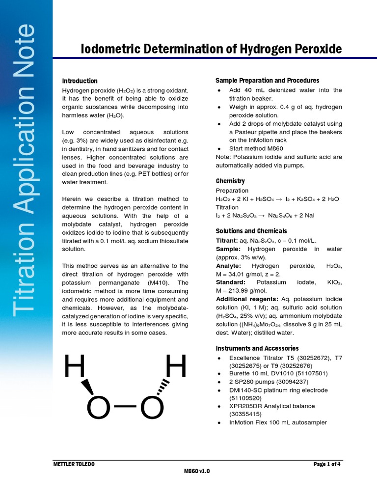 Iodometric Determination of Hydrogen Peroxide Sample Preparation and