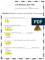 Rocks & Minerals- Unit Test (Answer Key)