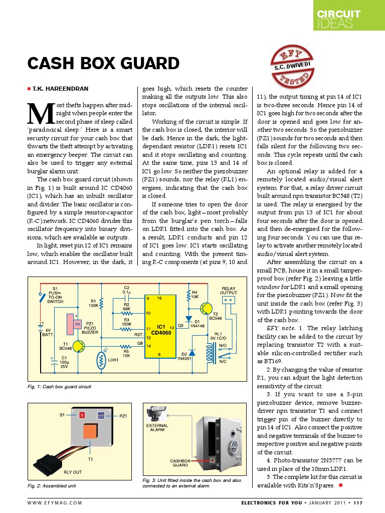 Cash Box Guard PDF Electronic Circuits Relay
