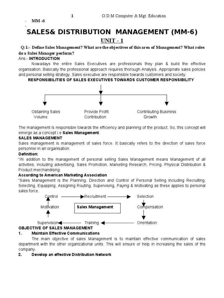 Sales Management and Forecasting Overview | PDF | Sales | Forecasting
