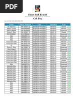 Super Back Report Call Log: Name Phone Number Time Duration Type