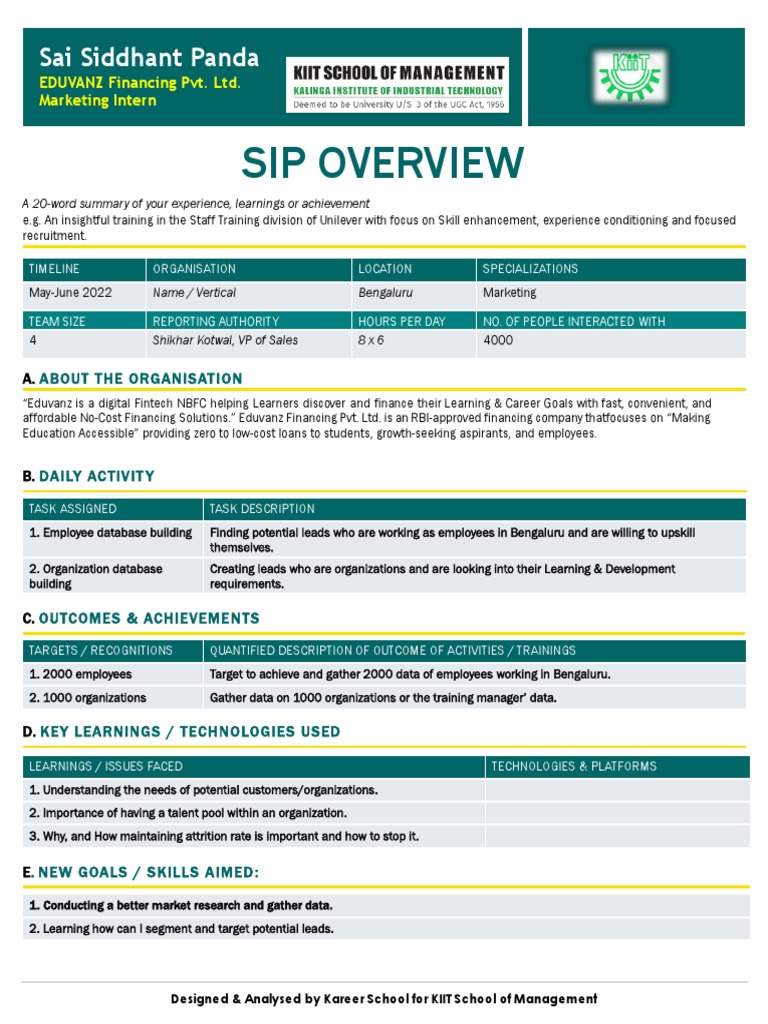 SIP - One Pager | PDF