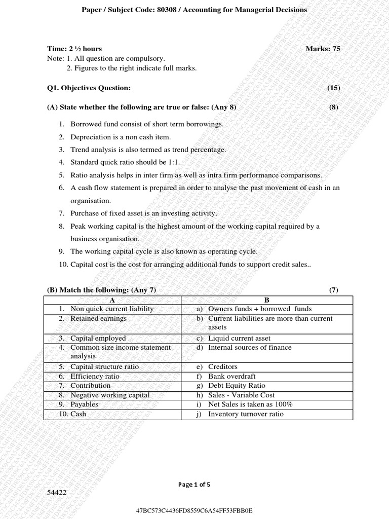 S Y B M S Sem III Choice Base 80308 Accounting For Managerial
