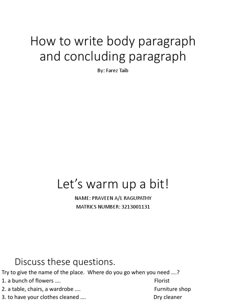 How To Write Body Paragraph and Concluding Paragraph PDF Online