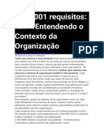 ISO 9001 Requisitos 4.1 - Entendendo o Contexto Da Organização