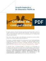 Competência Pela Inspeção e Regulação de Alimentos - MAPA Ou ANVISA