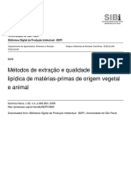 Métodos de Extração e Qualidade Da Fração Lipídica de Matérias-Primas de Origem Vegetal e Animal