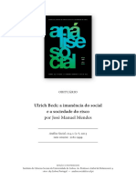 Ulrich Beck: A Imanência Do Social e A Sociedade Do Risco: Por José Manuel Mendes