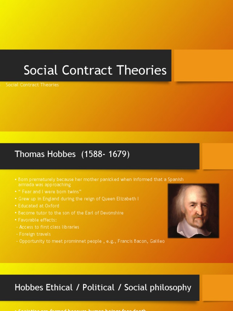 Social Contract Theories PDF Social Contract Thomas Hobbes