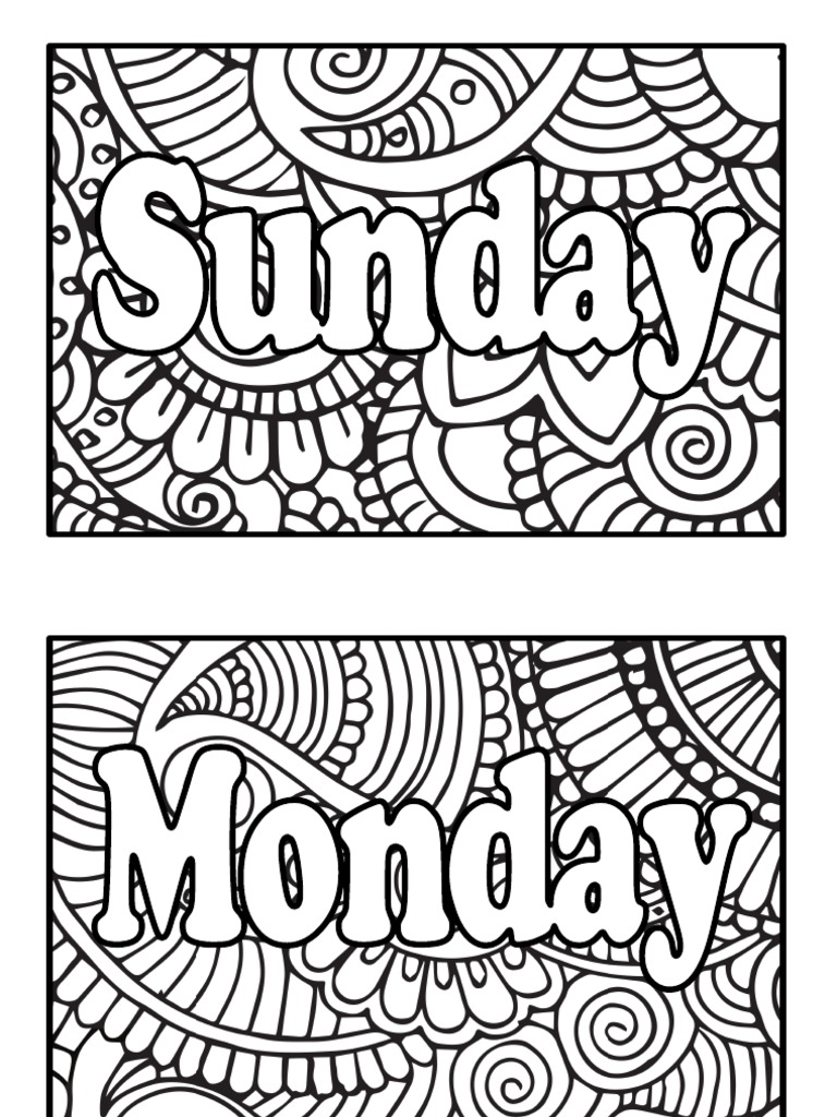 Days of the week coloring pages pdf