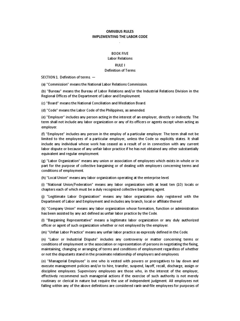 13376678 Omnibus Rules Book 5 Arbitration Strike Action