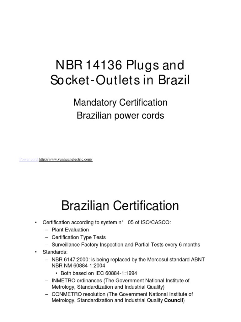 NBR 14136 Plugs and Socket Outlets in Brazil PDF Ac Power Plugs And