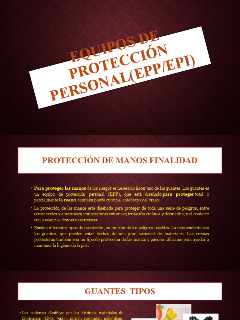 Equipos De Protección Personal Epp Pdf Lentes Guante