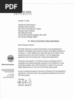 MSU President Samuel Stanley Jr. Resignation Letter