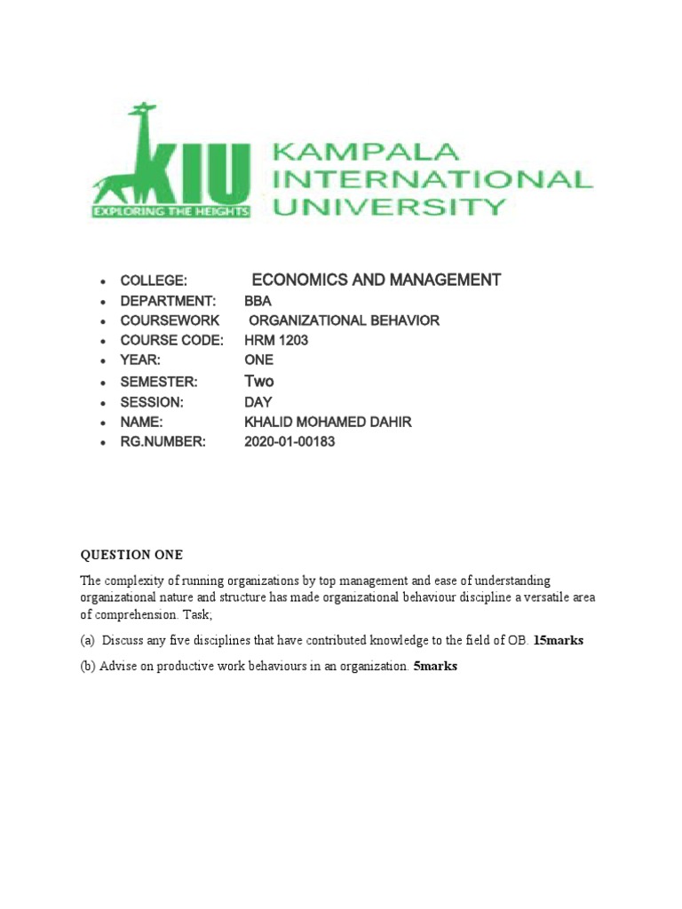 Organizational Behavior Insights and Practices | PDF | Organizational ...