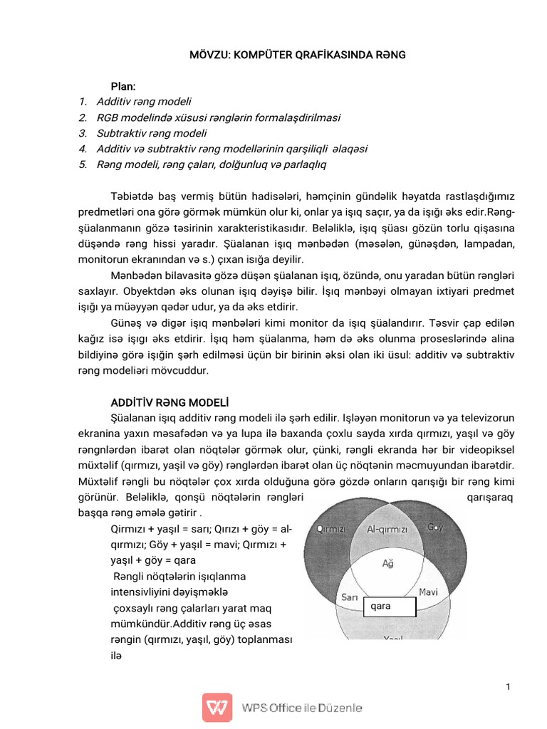 Komputer Qrafikasinda RƏNG | PDF