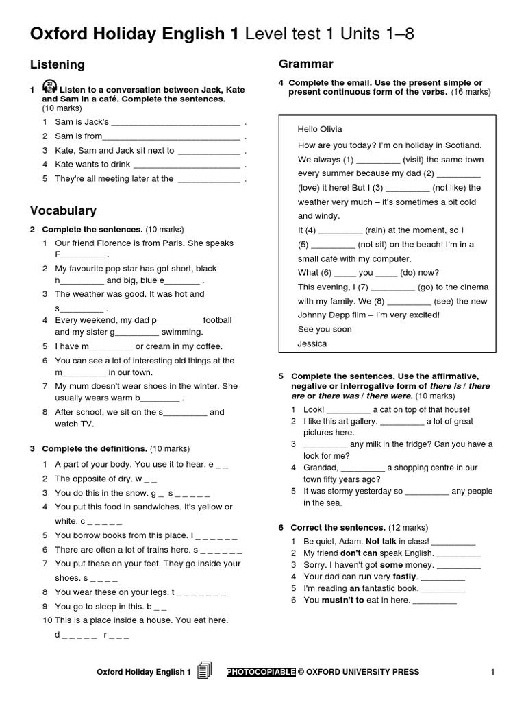 Level Test 1 Units 18 PDF Coffeehouse