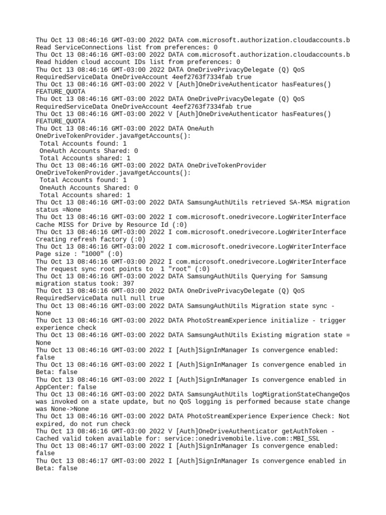 OneDrive Auth and Sync Log Analysis | PDF | Computers | Technology ...