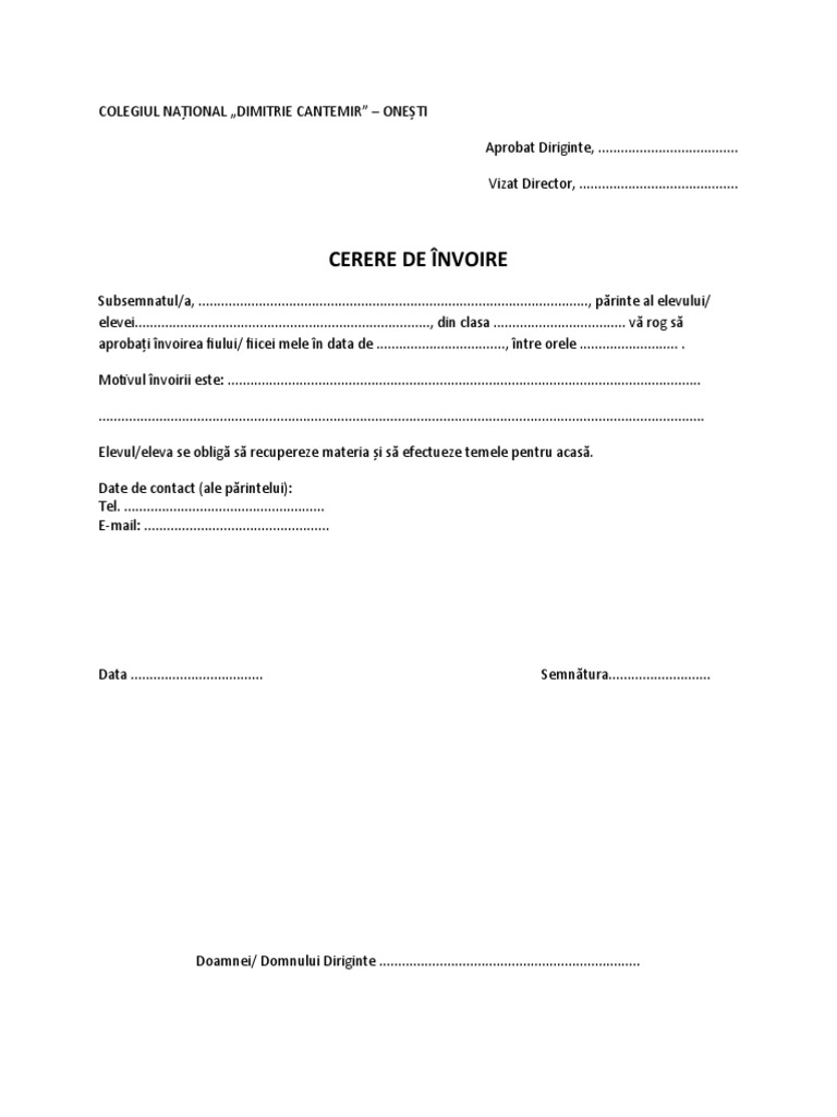 Cerere Invoire Parinti | PDF
