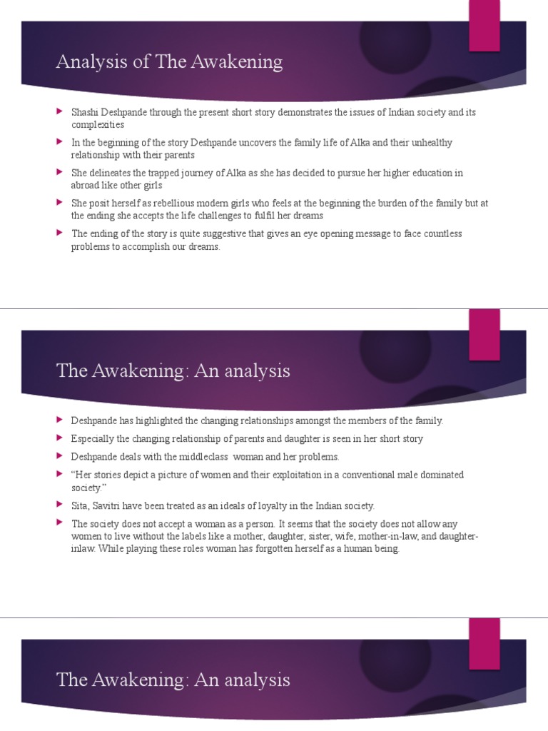 An Analysis of Shashi Deshpande's Short Story 'The Awakening