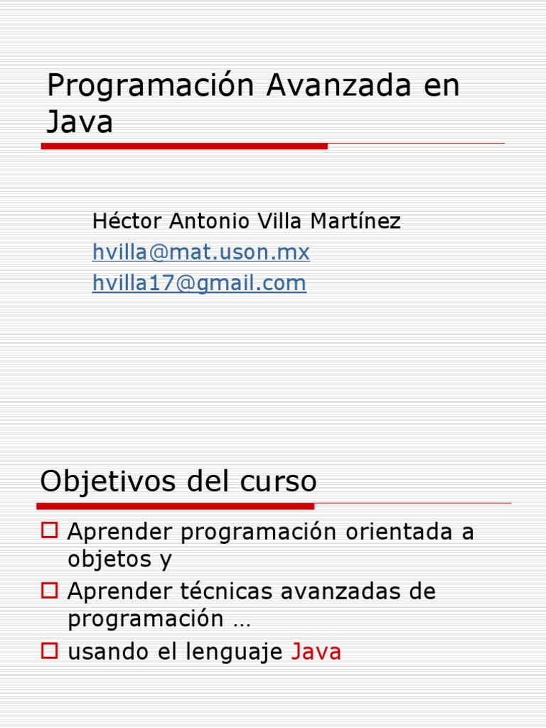 Curso de Programación Avanzada en Java | PDF | Informática