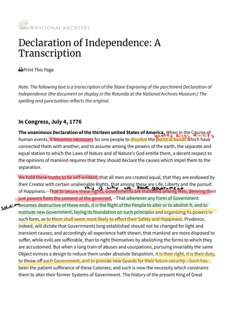 Declaration of Independence | PDF