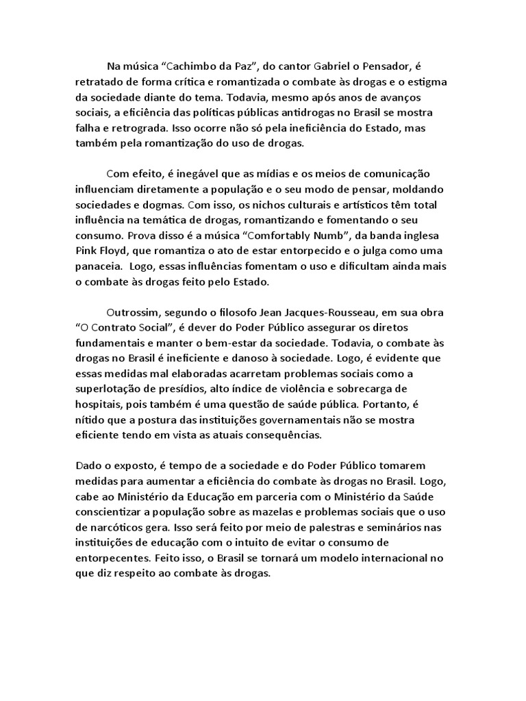 Combate Às Drogas Redação | PDF | Autoajuda