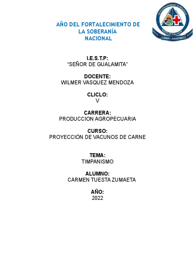 Timpanismo Carmen PDF Vacas Medicina CLINICA