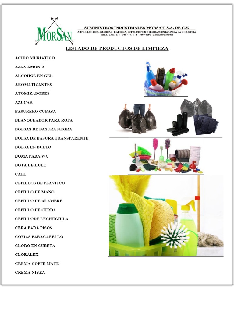 Listado de Productos de Limpieza - PDF Descargar Libre | PDF