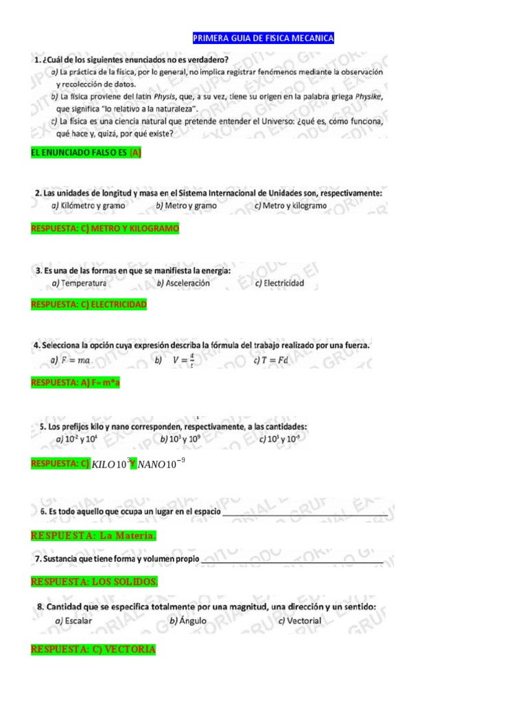 Primera Guia de Fisica Mecanica | PDF