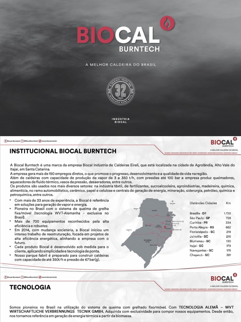 Apresentação Burntech - Biocal | PDF | Caldeira | Quantidade