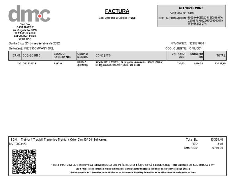 Billing DMC Pantalla PDF Tecnología de información y comunicaciones