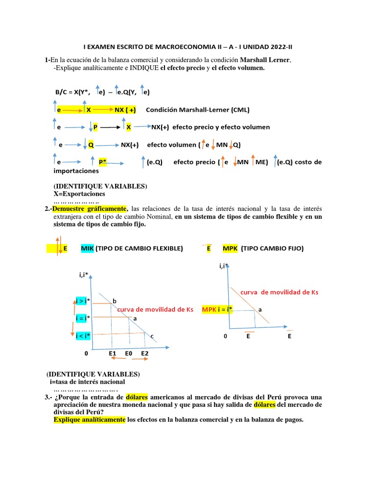 Efectos de la Condición Marshall-Lerner | PDF | Tipo de cambio ...