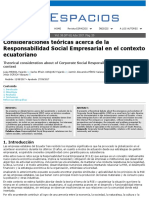 Consideraciones Teóricas Acerca de La Responsabilidad Social Empresarial en El Contexto Ecuatoriano