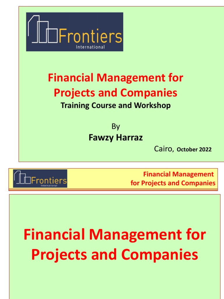 Financial Management of Projects and Contracts Lecture 1 PDF
