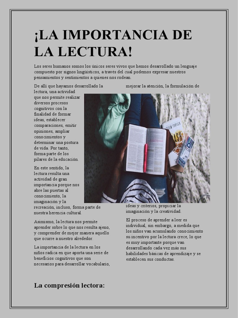 La Importancia de la Lectura en la Educación | PDF | Aprendizaje ...