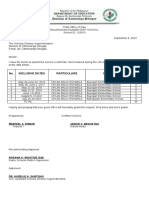 No. Inclusive Dates Particulars Venue NO. OF Days: Maricel A. Dimain Janice V. Bechayda