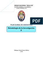 Plan Global Metodologia de La Investigacion Ii