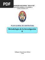 Plan Global Metodologia de La Investigacion Ii