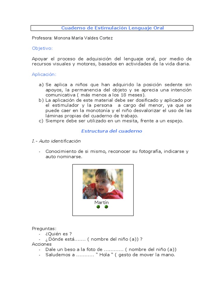 Cuaderno de Estimulación Lenguaje Oral | PDF | Lingüística | Ciencia ...