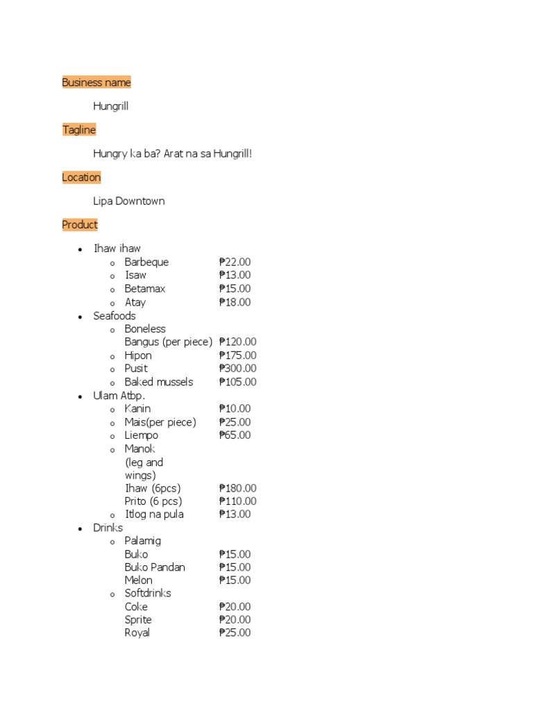 Business Plan | PDF | Food And Drink | Cooking