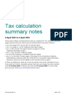 Tax Calculation Summary Notes 2022