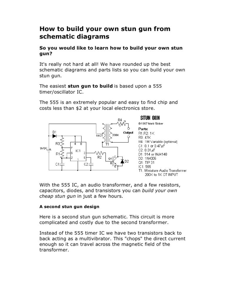 How to Build Your Own Stun Gun From Schematic Diagrams Electronic Circuits Integrated Circuit