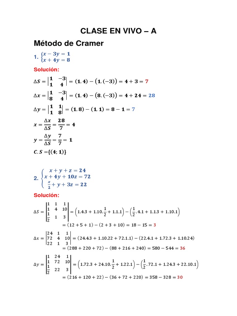 Solving Systems of Linear Equations using Cramer's Rule, Gaussian