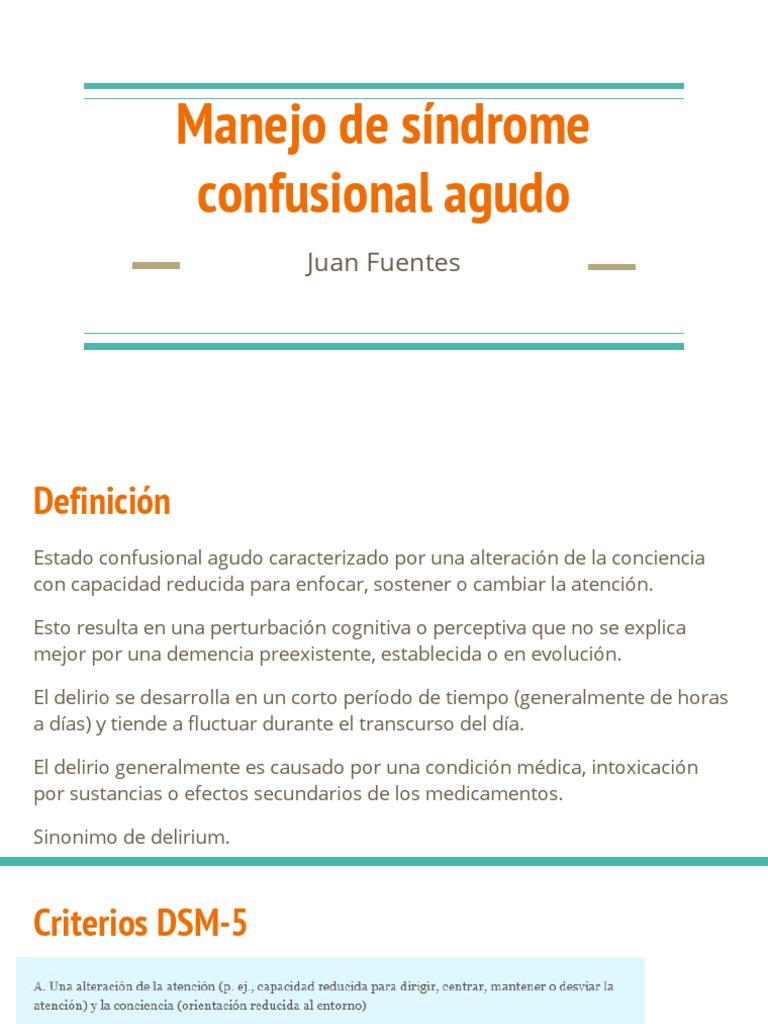 Manejo del Síndrome Confusional Agudo | PDF