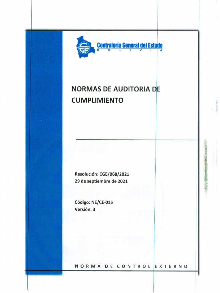 Normas de Auditoría de Cumplimiento | PDF | Auditoría | Contralor