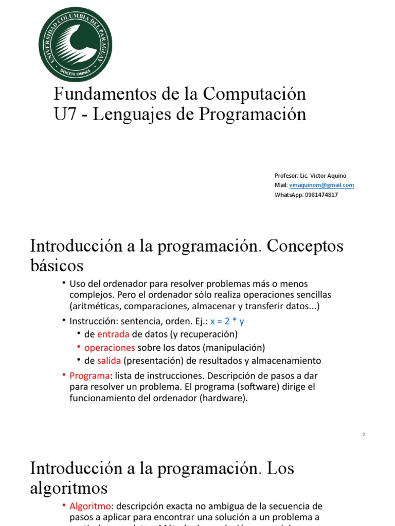U7. Lenguajes de Programación | PDF | Lenguaje de programación ...