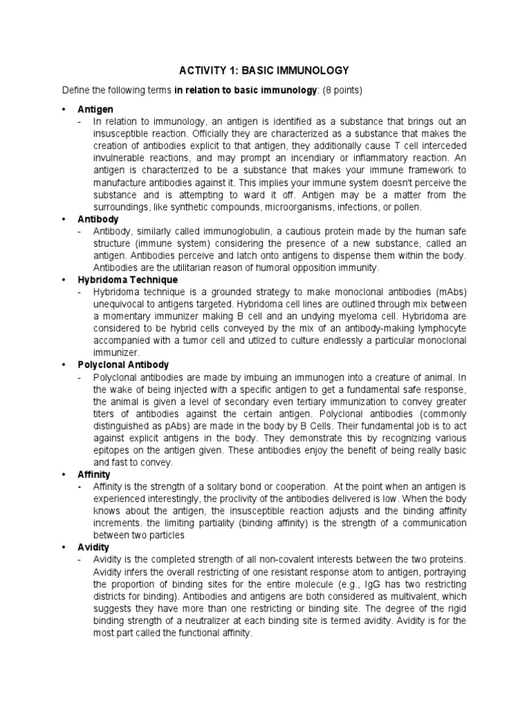 Activity 1 | PDF | Antibody | Antigen