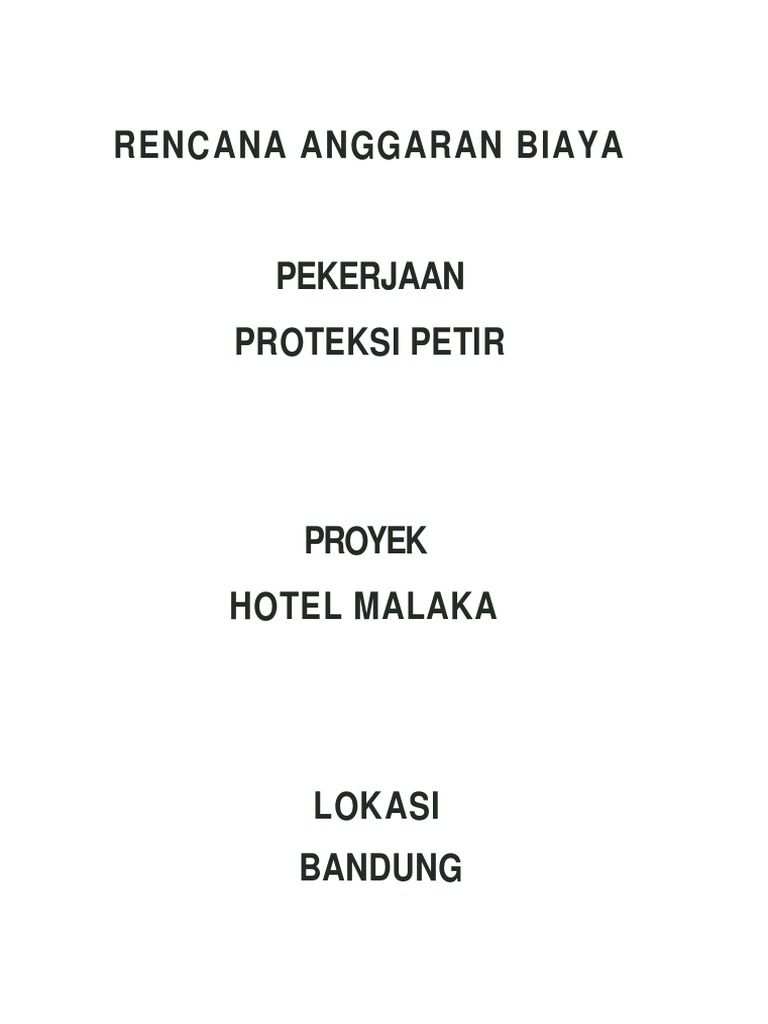 RAB Pek. Proteksi Petir-Hotel Malaka Bandung CV Adhitia | PDF
